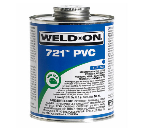 IPS Weld-On 1 Quart Blue 721 Medium-Bodied PVC Cement - 10161