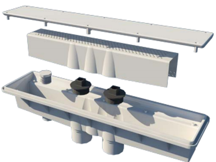 A&A Manufacturing Concrete Dual Suction w/ Hydrostatic Relief AVSC Channel Drain Standard Top Gray - 571911