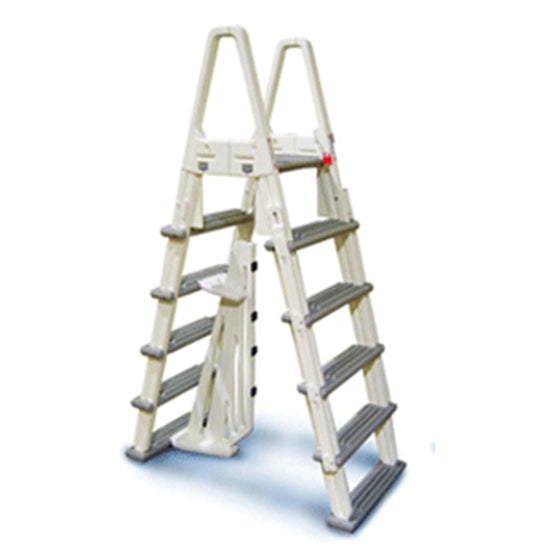 Heavy-Duty A-Frame Above-ground Pool Ladder with Barrier