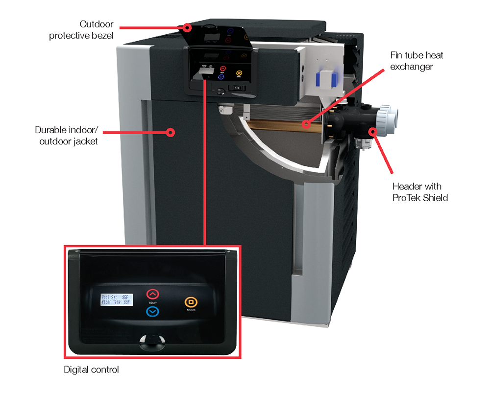 Raypak Digital 266K BTU Cupro-Nickel Pool Heater Natural Gas - 010135