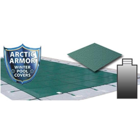 Arctic Armor 15' x 30' Ultra Light Solid Safety Cover w- 4' x 8' Center End Step Section - Green