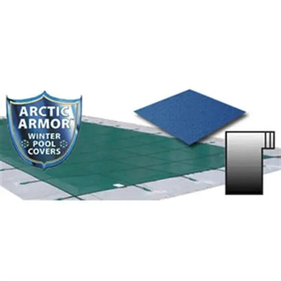 Arctic Armor 15' x 30' Ultra Light Solid Safety Cover w- 4' x 8' Right Step Section - Blue
