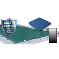Arctic Armor 25' x 45' Ultra Light Solid Safety Cover w- 4' x 8' Left Step Section - Blue