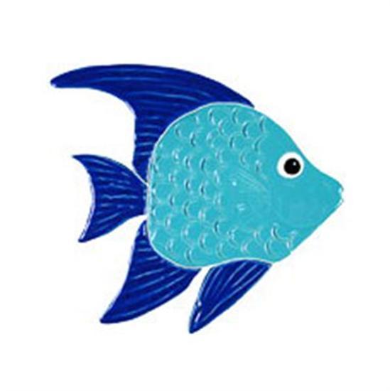 Artistry In Mosaics Aquatic Line Blue Caribbean Reef Fish Mosaic Tile - Small