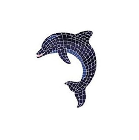 Artistry In Mosaics Aquatic Line Blue Dolphin Mosaic Tile - Large