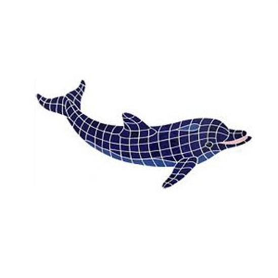 Artistry In Mosaics Aquatic Line Blue Large Dolphin Mosaic Tile