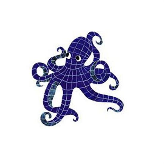 Artistry In Mosaics Aquatic Line Blue Large Octopus Mosaic Tile