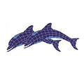Artistry In Mosaics Aquatic Line Blue Large Twin Dolphin Mosaic Tile