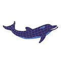 Artistry In Mosaics Aquatic Line Blue Medium Dolphin Mosaic Tile