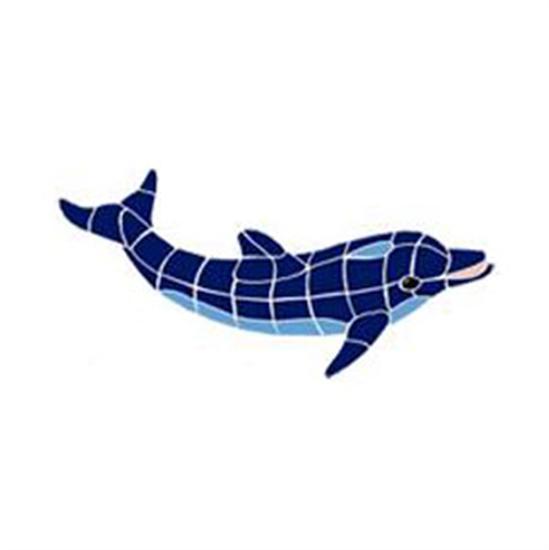 Artistry In Mosaics Aquatic Line Blue Small Dolphin Mosaic Tile