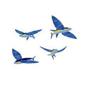 Artistry In Mosaics Aquatic Line Blue Small Flying Fish Mosaic Tile - Set Of 4