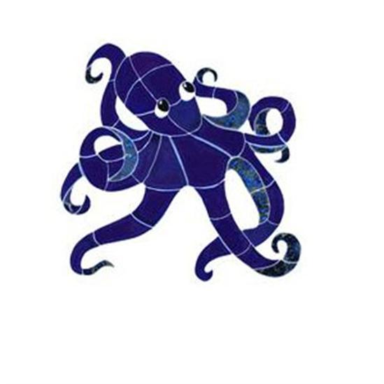 Artistry In Mosaics Aquatic Line Blue Small Octopus Mosaic Tile