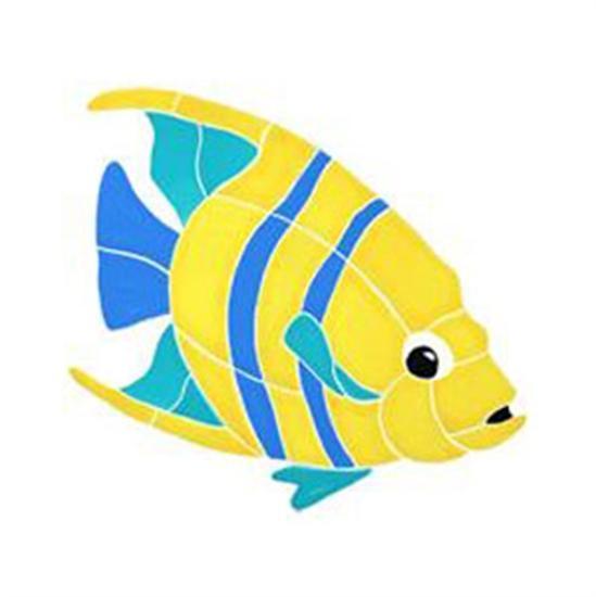 Artistry In Mosaics Aquatic Line Multi Color Angel Fish Banded Mosaic Tile - Small