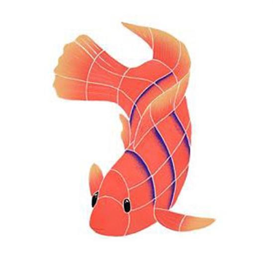 Artistry In Mosaics Aquatic Line Orange Angel Fish Flame Mosaic Tile - Large