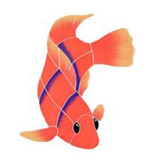 Artistry In Mosaics Aquatic Line Orange Angel Fish Flame Mosaic Tile - Small