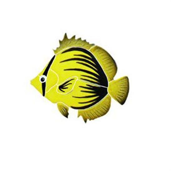 Artistry In Mosaics Aquatic Line Yellow Butterfly Fish Skiped Mosaic Tile - Small