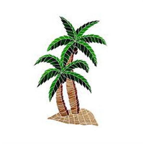 Artistry In Mosaics Garden Line Large Multi Color Twin Palms Mosaic Tile
