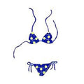 Artistry In Mosaics Hang 10 Line Yellow Polka Dot Blue Bikini - Medium