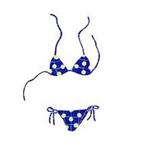 Artistry In Mosaics Hang 10 Line Yellow Polka Dot Blue Bikini - Medium