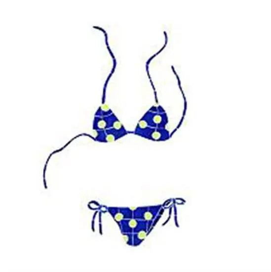 Artistry In Mosaics Hang 10 Line Yellow Polka Dot Blue Bikini - Medium