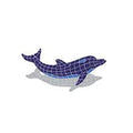 Artistry In Mosaics Shadow Line Blue Dolphin Jumping Shadow Mosaic Tile - Medium