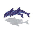 Artistry In Mosaics Shadow Line Blue Twin Dolphin Shadow Mosaic Tile - Large