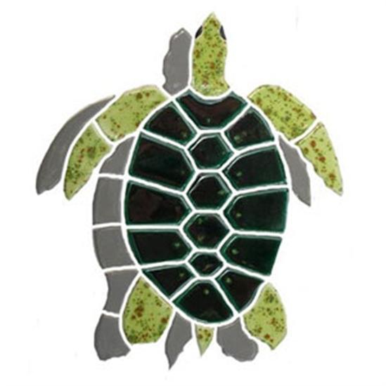 Artistry In Mosaics Shadow Line Medium Green Turtle Shadow Mosaic Tile