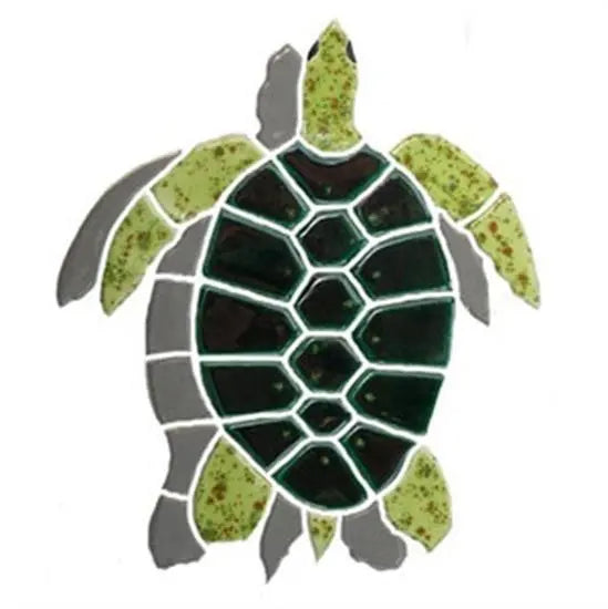 Artistry In Mosaics Shadow Line Medium Green Turtle Shadow Mosaic Tile