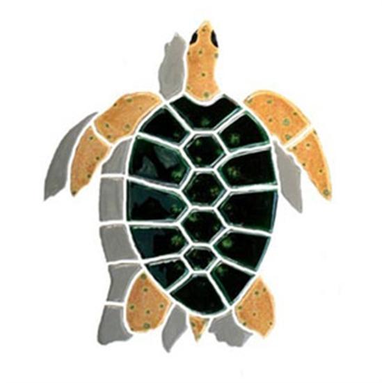 Artistry In Mosaics Shadow Line Natural Turtle Shadow Mosaic Tile