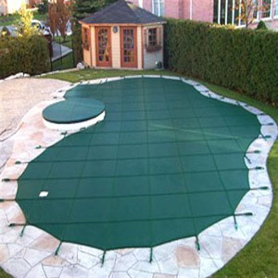 Mesh Safety Pool Cover -Pool Size: 15' x 30' Green Rectangle Arctic Armor Gold 15 Yr Warranty