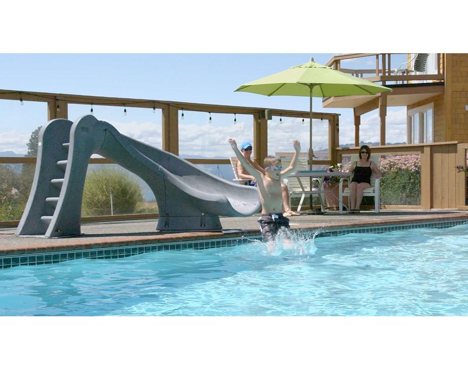 SR Smith Cyclone In Ground Pool Slide Right Turn in Gray Granite - 698-209-58124