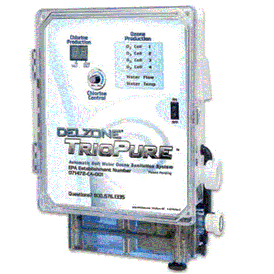 DelZone TrioPure Ozonator w- Salt Chlorine Generator - up to 25,000 Gallons