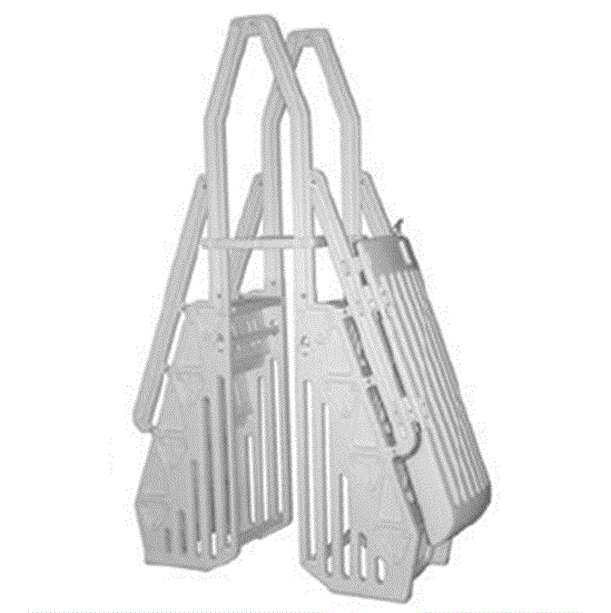 Vinyl Works Above-Ground Pool Entry System with Locking Gate - White