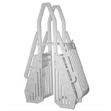 Vinyl Works Above-Ground Pool Entry System with Locking Gate - White